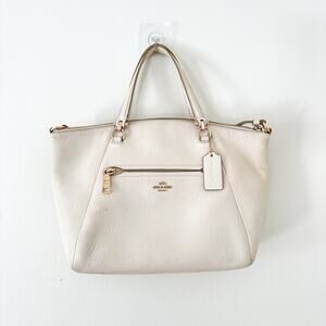 Coach Prairie Pebbled Leather Top Handle Crossbody Bag Cream